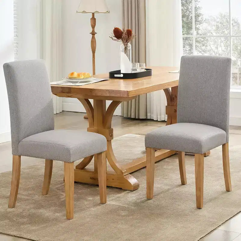 Lot de 6 chaises de salle à manger, chaises ergonomiques modernes rembourrées en tissu avec dossier incurvé, pieds en bois robustes pour salle à manger, cuisine, bureau