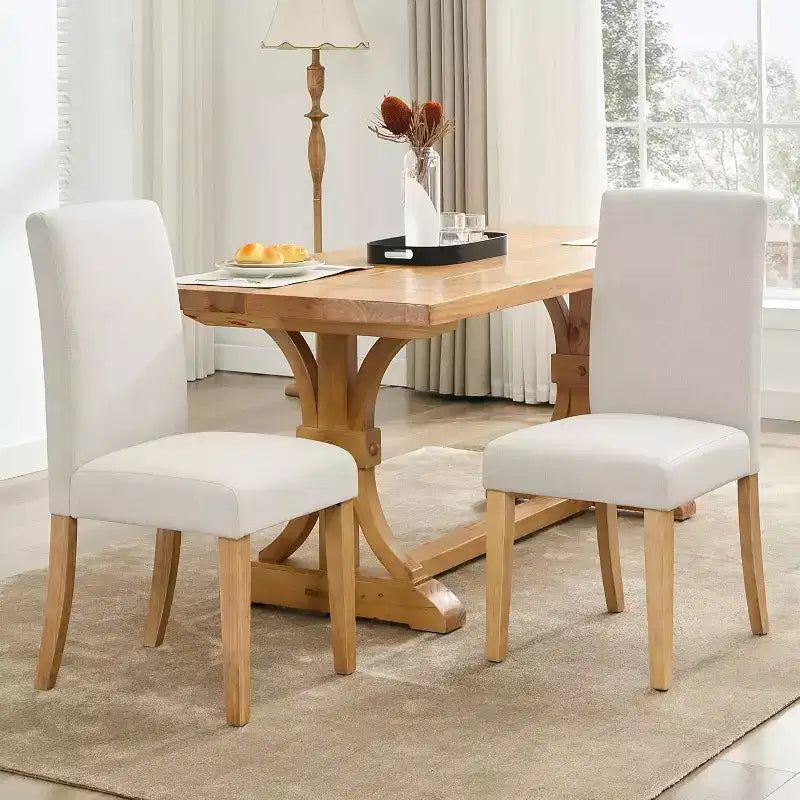 Lot de 6 chaises de salle à manger, chaises ergonomiques modernes rembourrées en tissu avec dossier incurvé, pieds en bois robustes pour salle à manger, cuisine, bureau