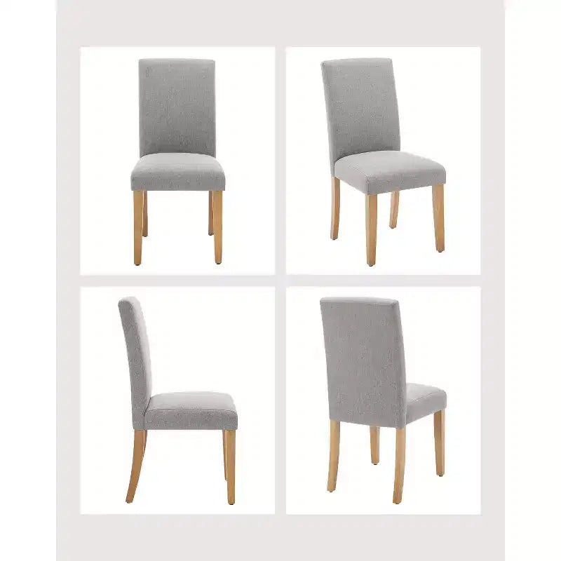 Lot de 6 chaises de salle à manger, chaises ergonomiques modernes rembourrées en tissu avec dossier incurvé, pieds en bois robustes pour salle à manger, cuisine, bureau