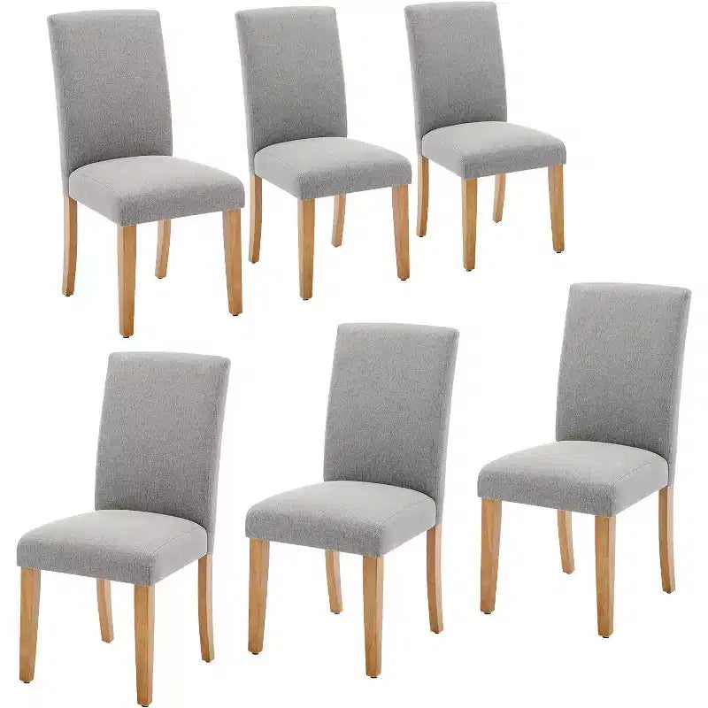 Lot de 6 chaises de salle à manger, chaises ergonomiques modernes rembourrées en tissu avec dossier incurvé, pieds en bois robustes pour salle à manger, cuisine, bureau