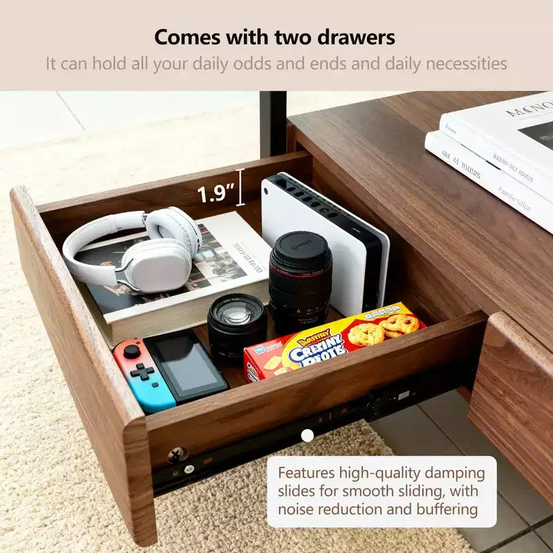 Table basse en bois Gaoyangjiaju 47,2 pouces avec tiroirs de rangement