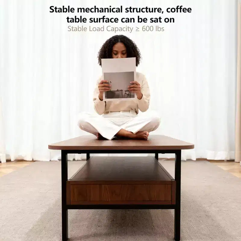 Table basse en bois Gaoyangjiaju 47,2 pouces avec tiroirs de rangement