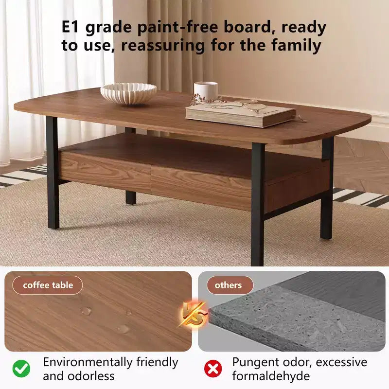 Table basse en bois Gaoyangjiaju 47,2 pouces avec tiroirs de rangement