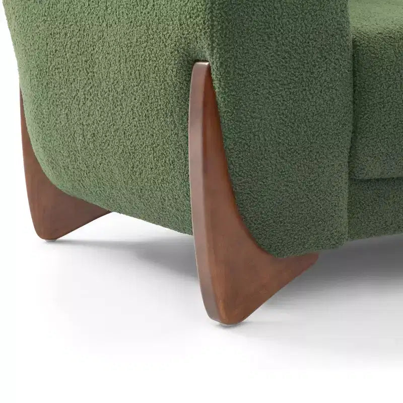 Canapé Mid-Century Moderne avec Tissu Laine d'Agneau, Canapé de Salon Rembourré avec Coussins Lombaires, Canapé de Lecture pour Chambre à Coucher ou Véranda