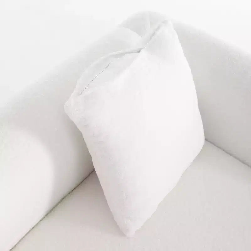 Canapé Mid-Century Moderne avec Tissu Laine d'Agneau, Canapé de Salon Rembourré avec Coussins Lombaires, Canapé de Lecture pour Chambre à Coucher ou Véranda