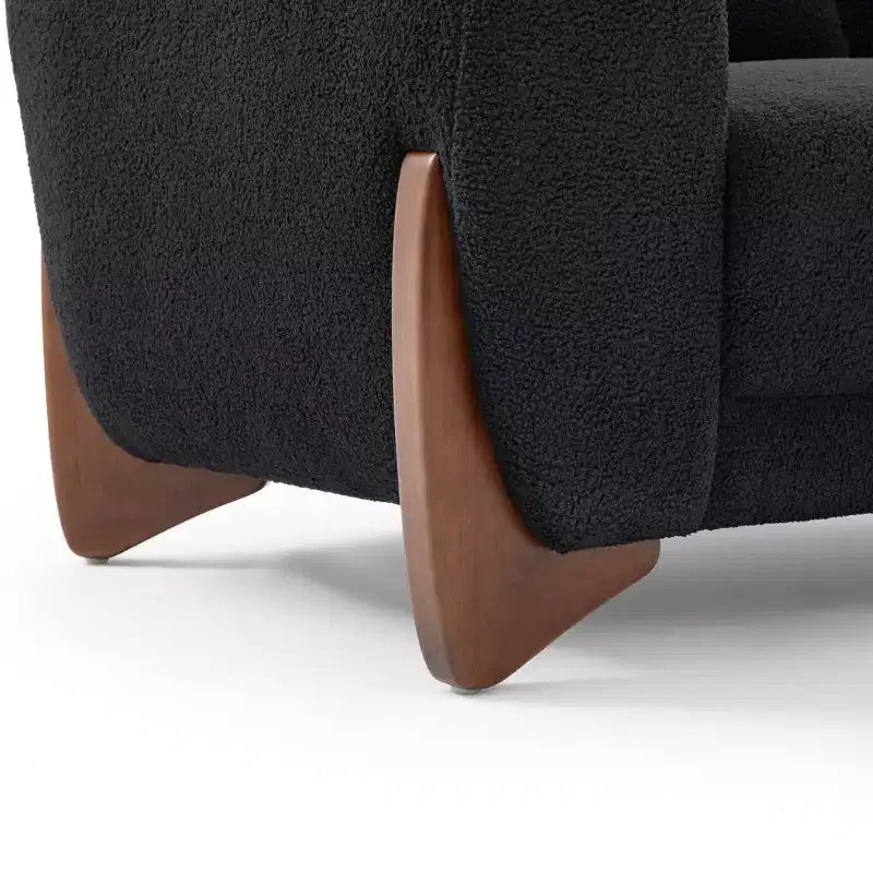 Canapé Mid-Century Moderne avec Tissu Laine d'Agneau, Canapé de Salon Rembourré avec Coussins Lombaires, Canapé de Lecture pour Chambre à Coucher ou Véranda