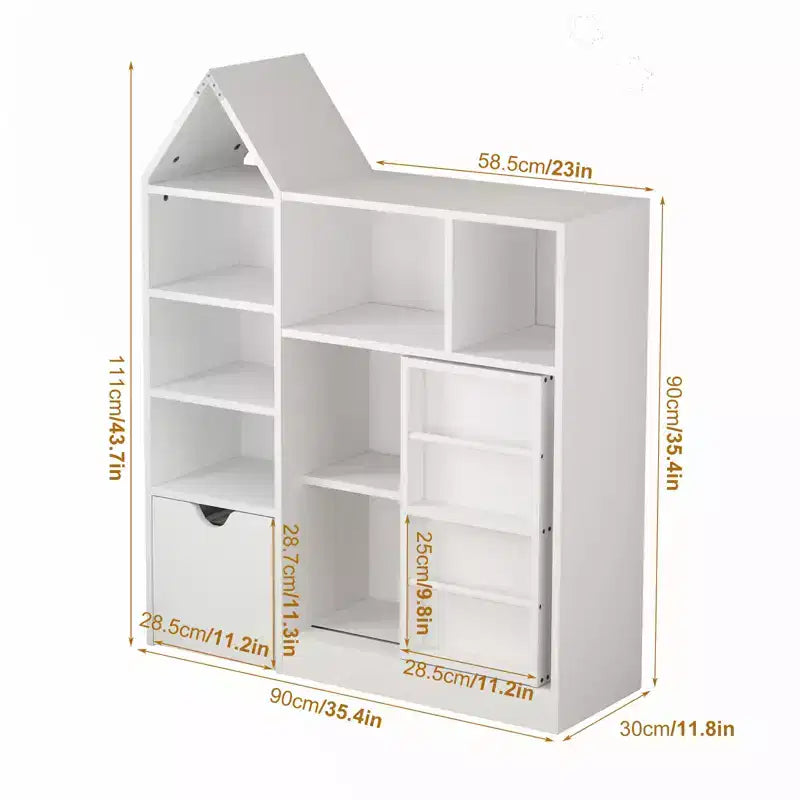 COZONY 43.7 Organisateur de jouets et étagère pour enfants, coffre à jouets avec tiroirs et casiers mobiles, rangement au sol pour salle de jeux, chambre, salle de classe, blanc