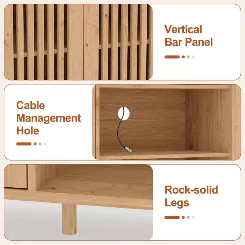 Meuble TV 3 pièces grand format avec étagères pour téléviseurs jusqu'à 70 pouces, centre de divertissement avec rangement, console multimédia avec armoire pour salon, chambre à coucher