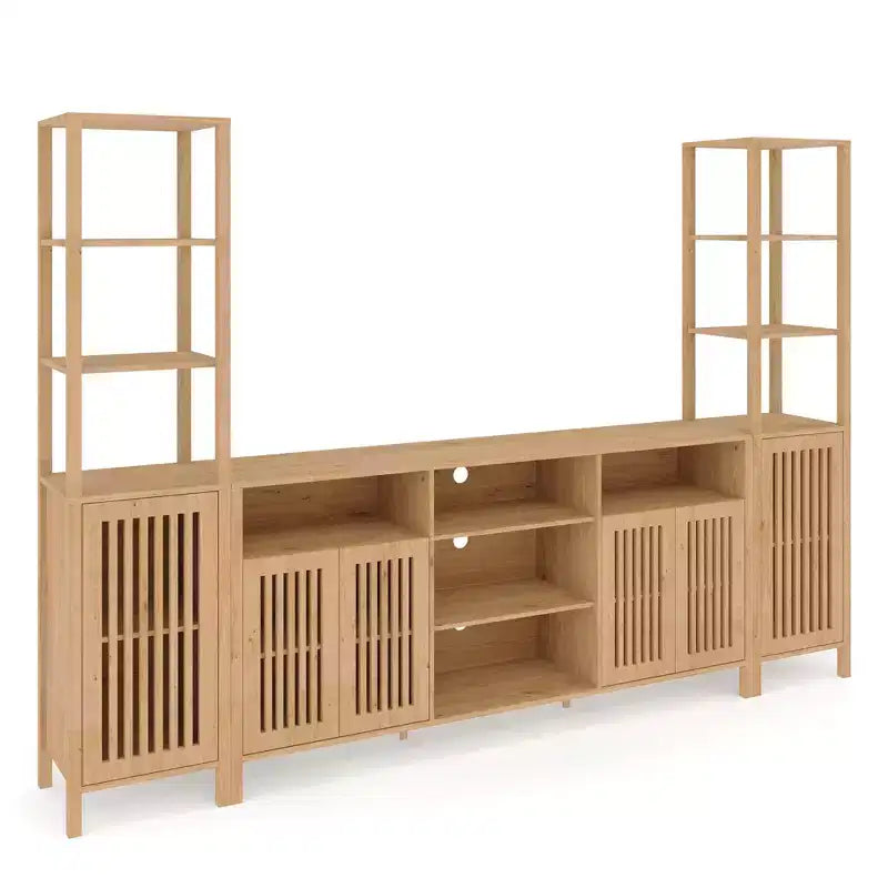 Meuble TV 3 pièces grand format avec étagères pour téléviseurs jusqu'à 70 pouces, centre de divertissement avec rangement, console multimédia avec armoire pour salon, chambre à coucher