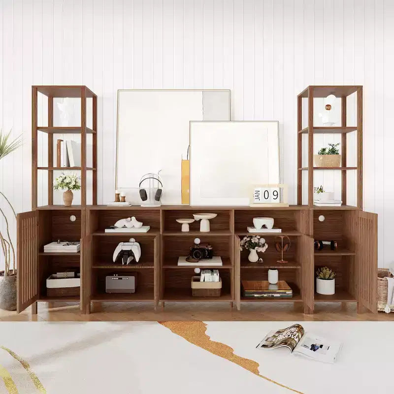 Meuble TV 3 pièces grand format avec étagères pour téléviseurs jusqu'à 70 pouces, centre de divertissement avec rangement, console multimédia avec armoire pour salon, chambre à coucher