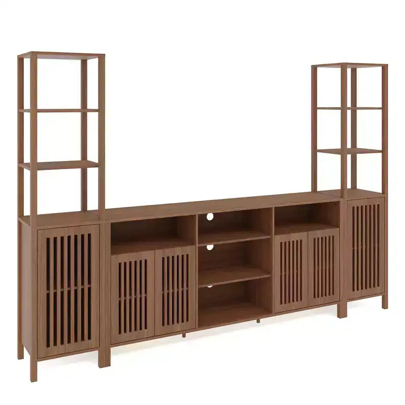 Meuble TV 3 pièces grand format avec étagères pour téléviseurs jusqu'à 70 pouces, centre de divertissement avec rangement, console multimédia avec armoire pour salon, chambre à coucher