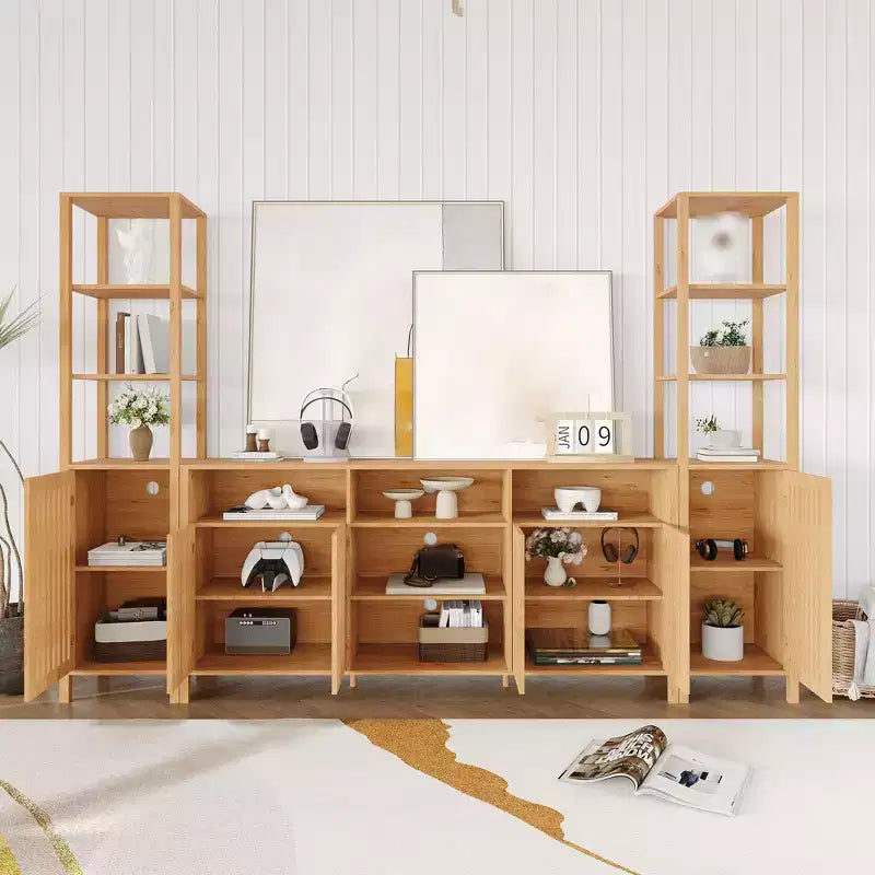 Meuble TV 3 pièces grand format avec étagères pour téléviseurs jusqu'à 70 pouces, centre de divertissement avec rangement, console multimédia avec armoire pour salon, chambre à coucher