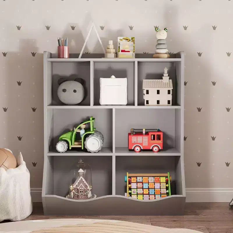 COZONY 42,5 Organisateur de rangement de jouets à 3 niveaux avec étagère, Rangement de jouets à 5 casiers pour salle de jeux, chambre d'enfant, crèche, salon et école