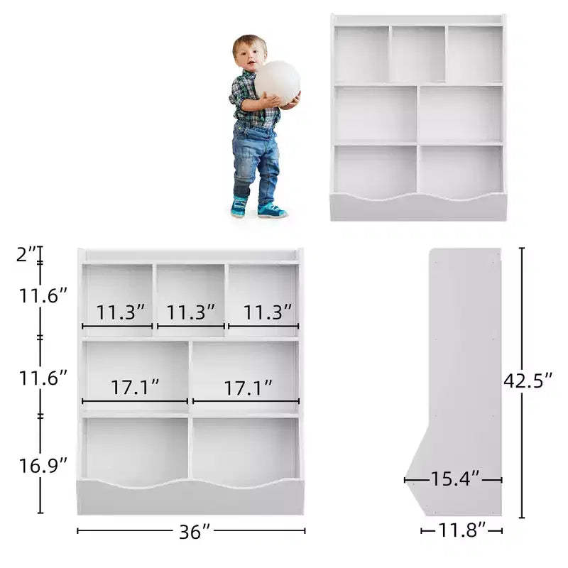 COZONY 42,5 Organisateur de rangement de jouets à 3 niveaux avec étagère, Rangement de jouets à 5 casiers pour salle de jeux, chambre d'enfant, crèche, salon et école