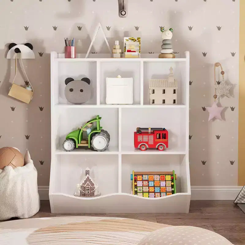 COZONY 42,5 Organisateur de rangement de jouets à 3 niveaux avec étagère, Rangement de jouets à 5 casiers pour salle de jeux, chambre d'enfant, crèche, salon et école
