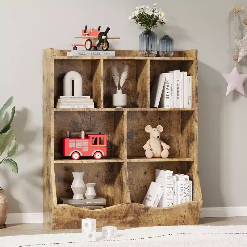 COZONY 42,5 Organisateur de rangement de jouets à 3 niveaux avec étagère, Rangement de jouets à 5 casiers pour salle de jeux, chambre d'enfant, crèche, salon et école
