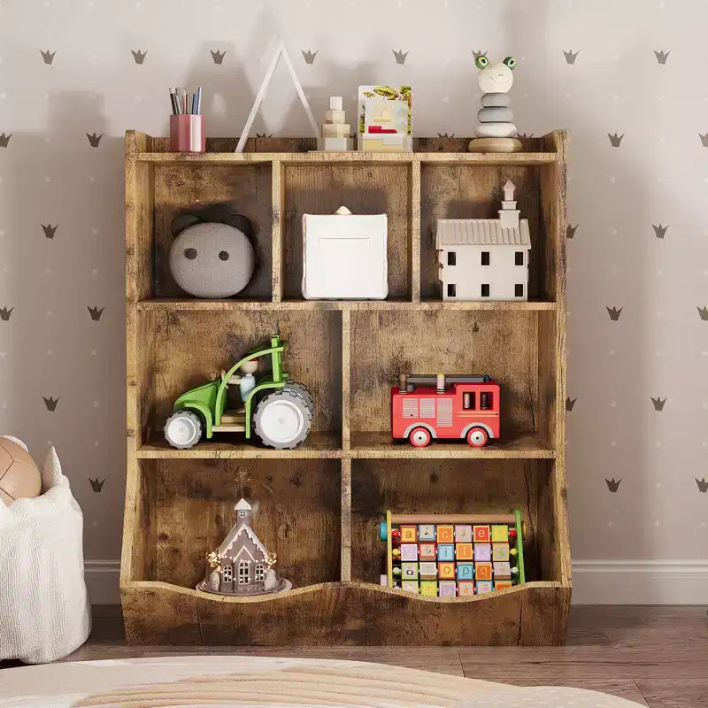 COZONY 42,5 Organisateur de rangement de jouets à 3 niveaux avec étagère, Rangement de jouets à 5 casiers pour salle de jeux, chambre d'enfant, crèche, salon et école