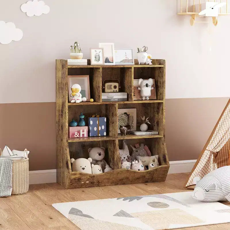 COZONY 42.5 3 Tier Toy Storage Organizer with Bookshelf, 5-Cubby Toy Storage for Playroom, Bedroom, Nursery, Living Room & School