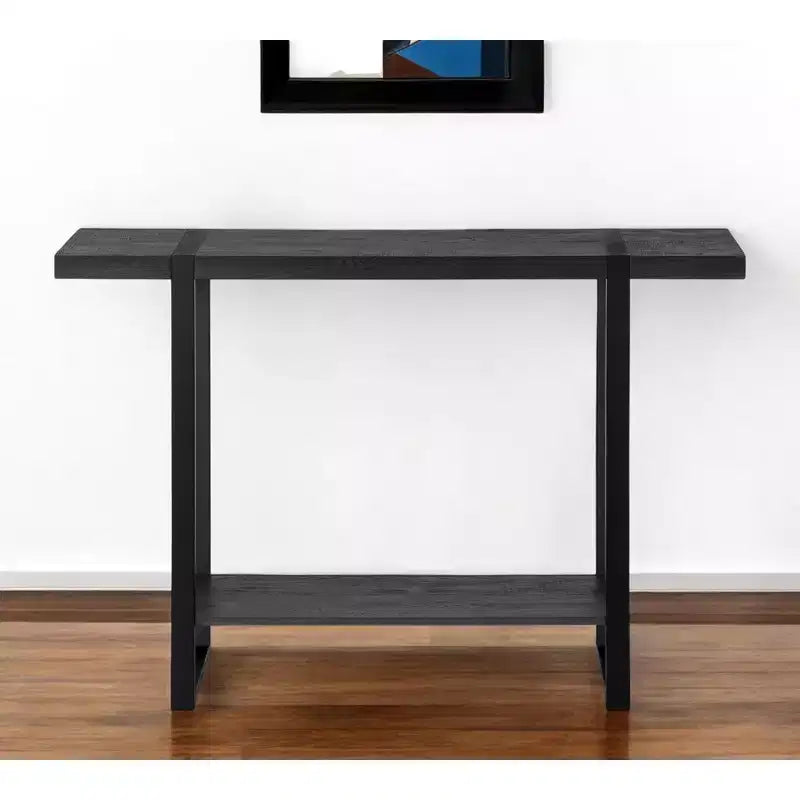 HomeRoots 47 Table console traîneau en bois noir et métal vieilli avec étagère