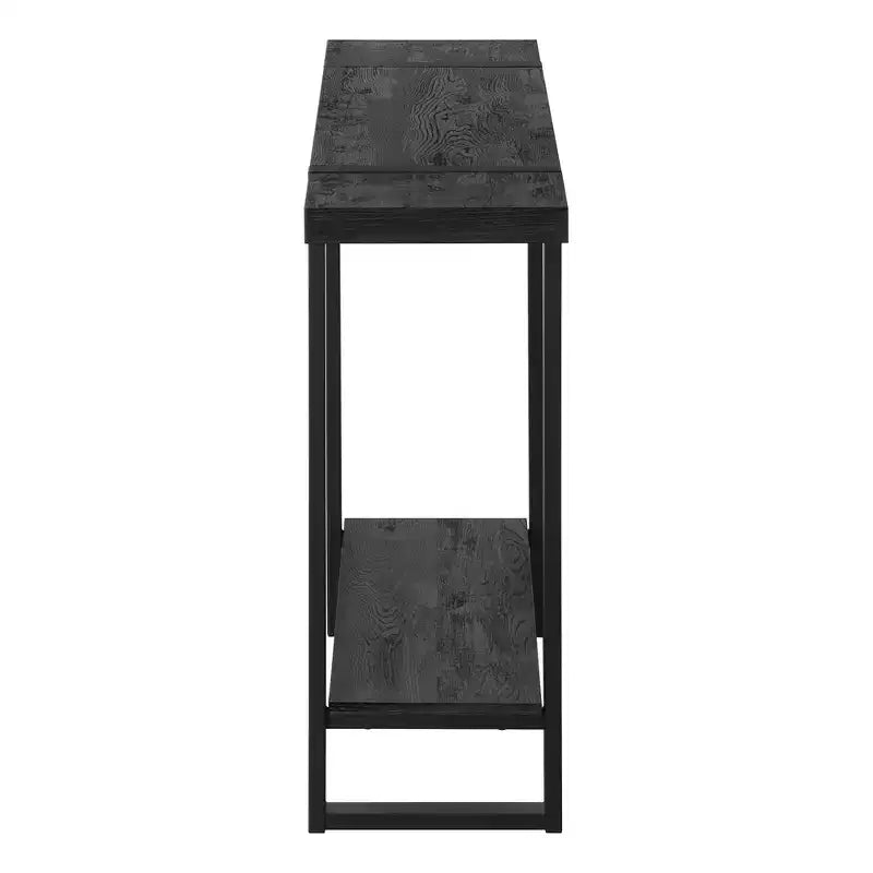 HomeRoots 47 Table console traîneau en bois noir et métal vieilli avec étagère