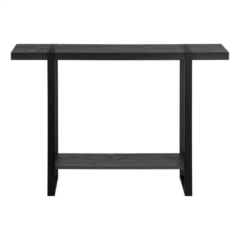HomeRoots 47 Table console traîneau en bois noir et métal vieilli avec étagère