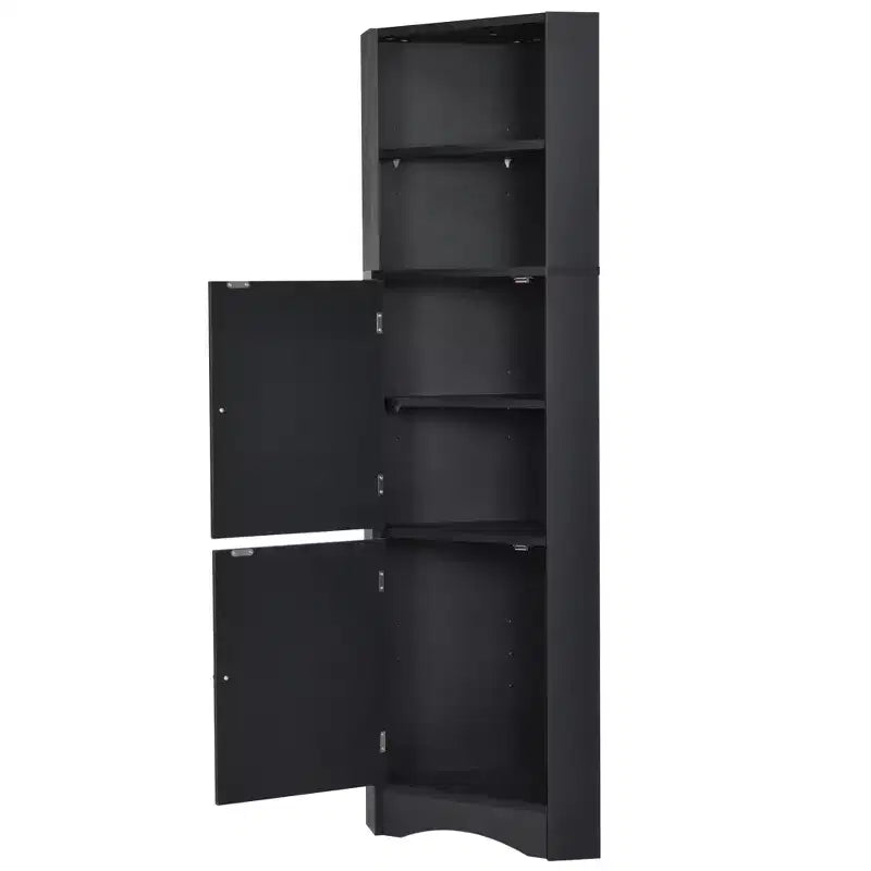 Armoire d'angle de rangement pour salle de bain, meuble de sol avec étagères réglables, organiseurs de papier toilette de salle de bain étroits et autoportants pour petits espaces