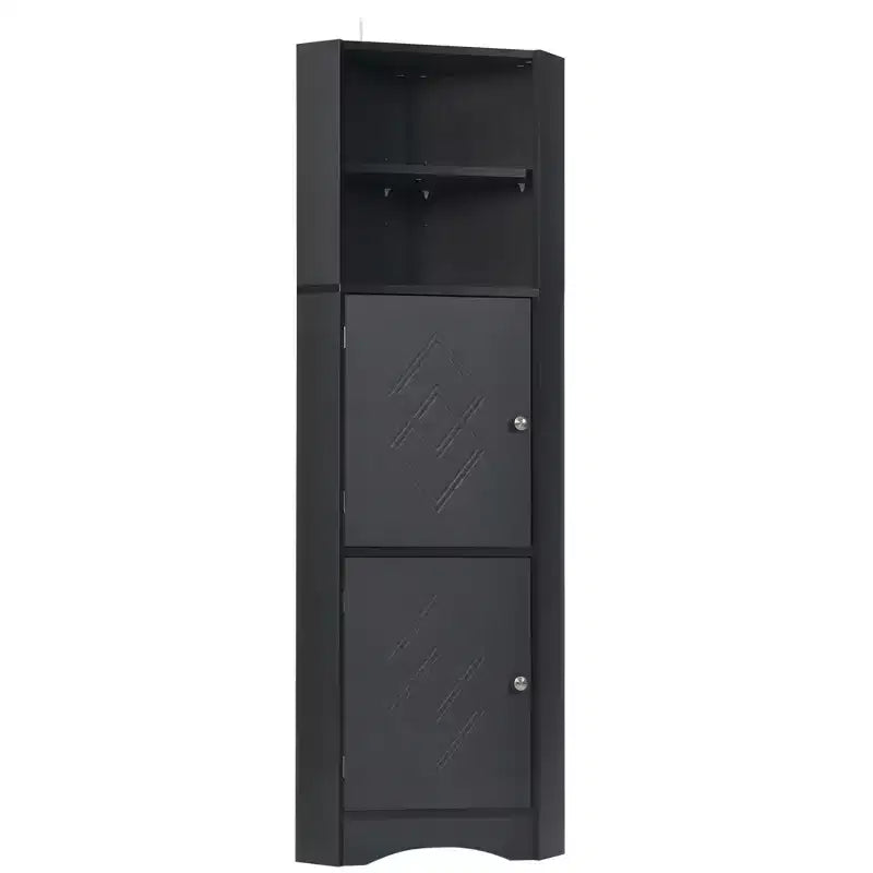 Armoire d'angle de rangement pour salle de bain, meuble de sol avec étagères réglables, organiseurs de papier toilette de salle de bain étroits et autoportants pour petits espaces