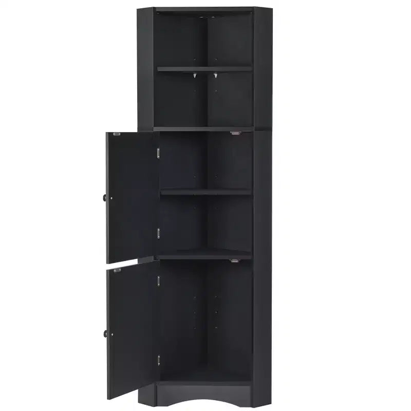 Armoire d'angle de rangement pour salle de bain, meuble de sol avec étagères réglables, organiseurs de papier toilette de salle de bain étroits et autoportants pour petits espaces