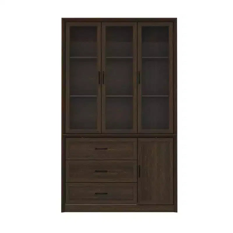 Buffet de cuisine moderne Famapy avec portes vitrées, organisateur de cuisine multi-tiroirs, garde-manger de cuisine avec rangement, montage facile, parfait pour toute disposition de cuisine