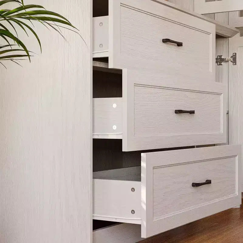Buffet de cuisine moderne Famapy avec portes vitrées, organisateur de cuisine multi-tiroirs, garde-manger de cuisine avec rangement, montage facile, parfait pour toute disposition de cuisine