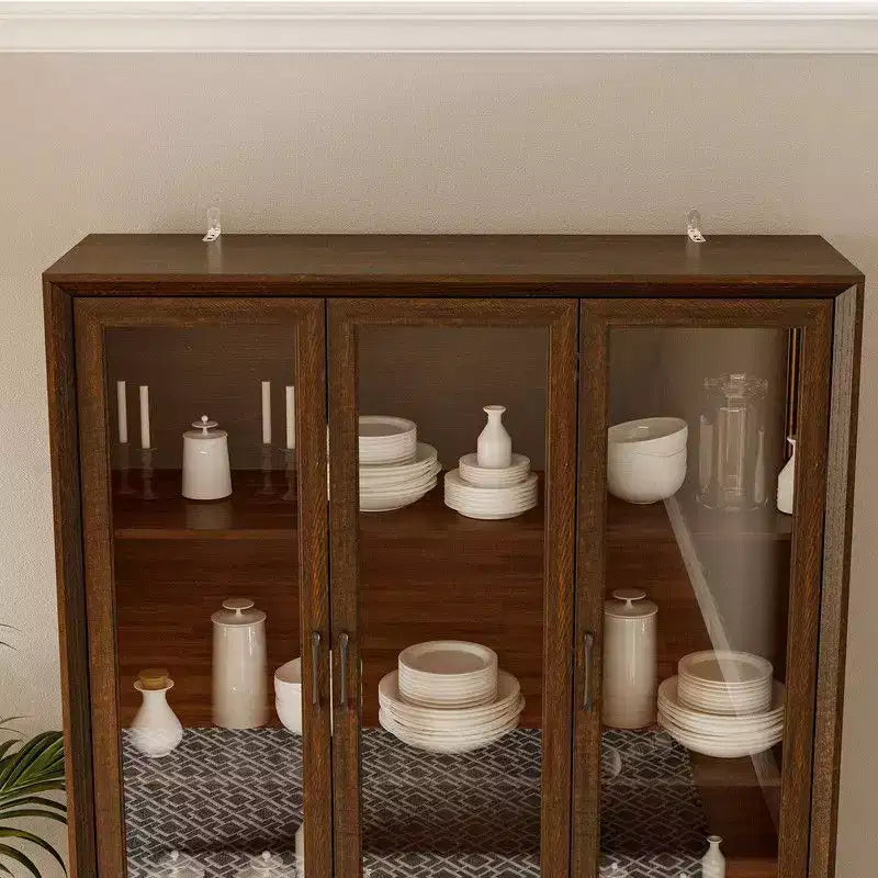 Buffet de cuisine moderne Famapy avec portes vitrées, organisateur de cuisine multi-tiroirs, garde-manger de cuisine avec rangement, montage facile, parfait pour toute disposition de cuisine
