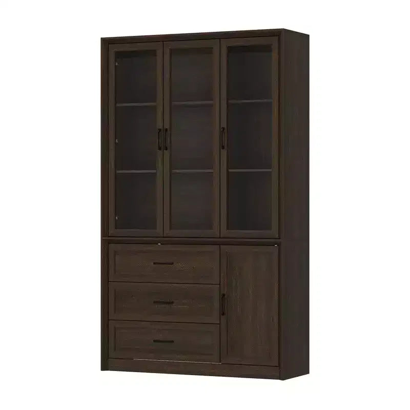 Buffet de cuisine moderne Famapy avec portes vitrées, organisateur de cuisine multi-tiroirs, garde-manger de cuisine avec rangement, montage facile, parfait pour toute disposition de cuisine
