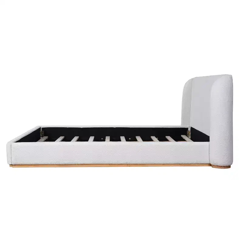 Lit rembourré Christopher Knight Home Vira moderne en hévéa et bouclé avec tête de lit à oreilles