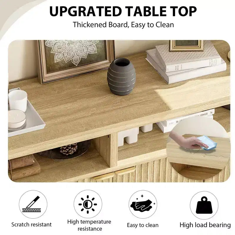 Coolmee Buffet de cuisine avec 4 portes de 167 cm, armoire de rangement de cuisine, buffet en bois pour salle à manger, salon, entrée
