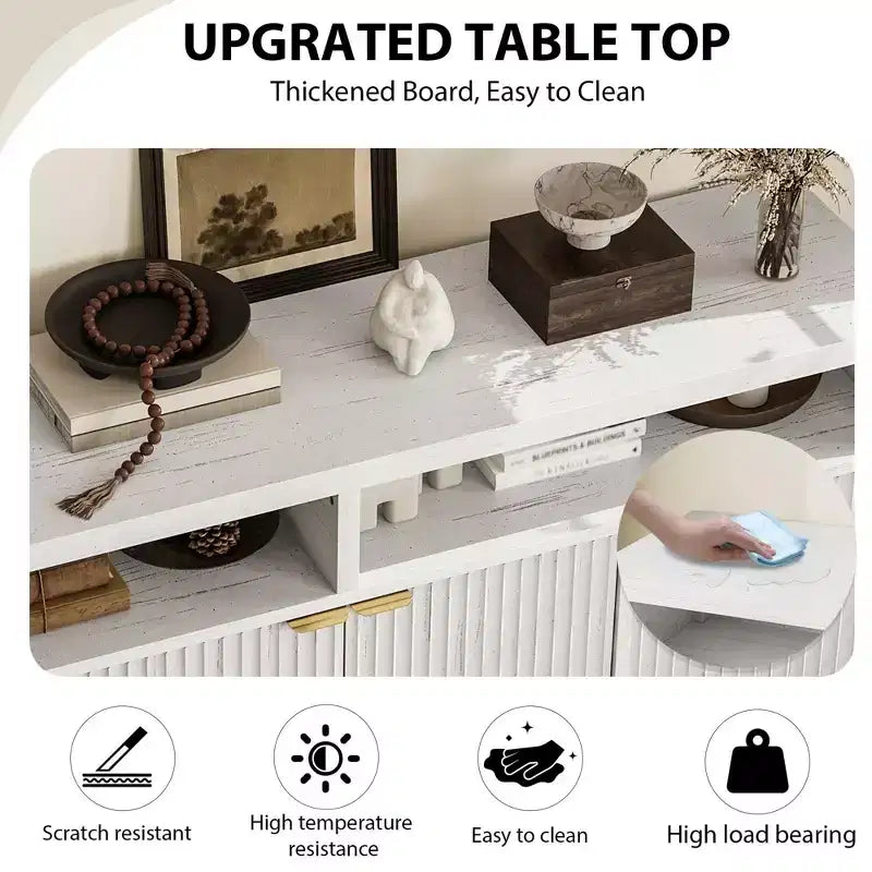 Coolmee Buffet de cuisine avec 4 portes de 167 cm, armoire de rangement de cuisine, buffet en bois pour salle à manger, salon, entrée