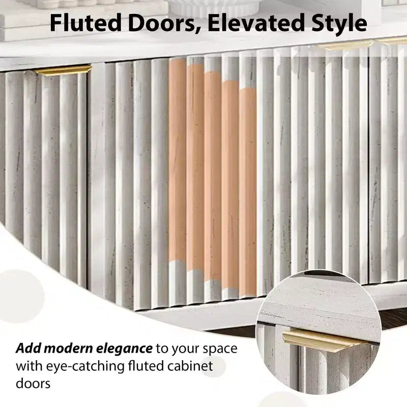 Coolmee Buffet de cuisine avec 4 portes de 167 cm, armoire de rangement de cuisine, buffet en bois pour salle à manger, salon, entrée