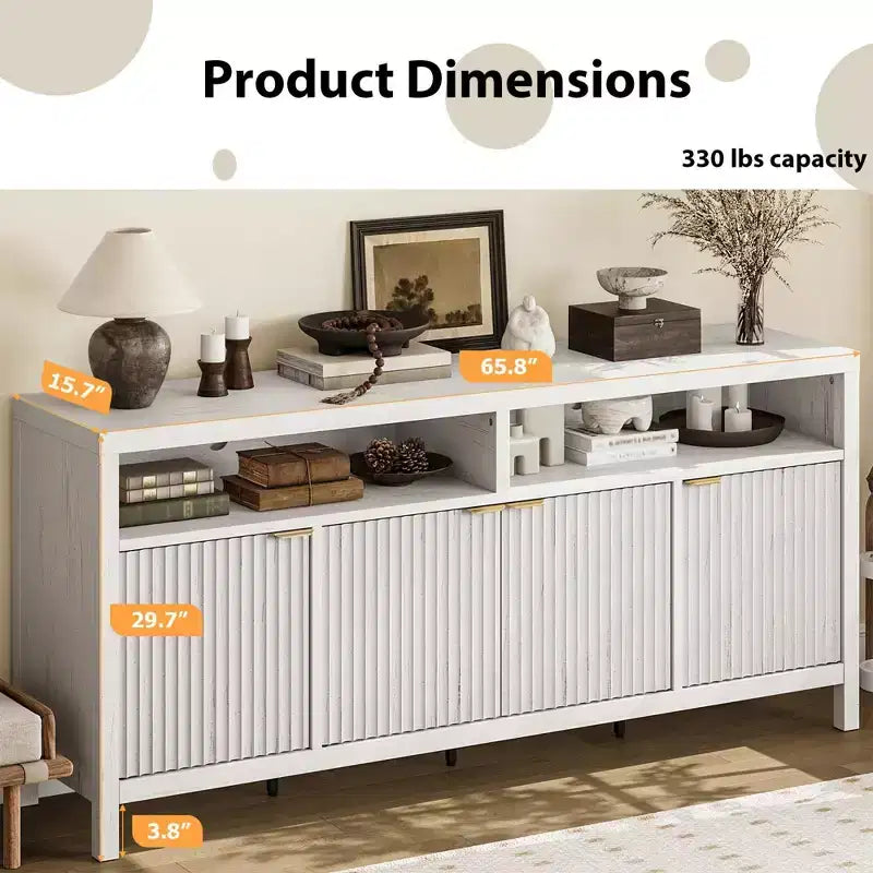 Coolmee Buffet de cuisine avec 4 portes de 167 cm, armoire de rangement de cuisine, buffet en bois pour salle à manger, salon, entrée