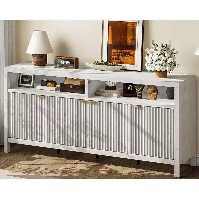 Coolmee Buffet de cuisine avec 4 portes de 167 cm, armoire de rangement de cuisine, buffet en bois pour salle à manger, salon, entrée