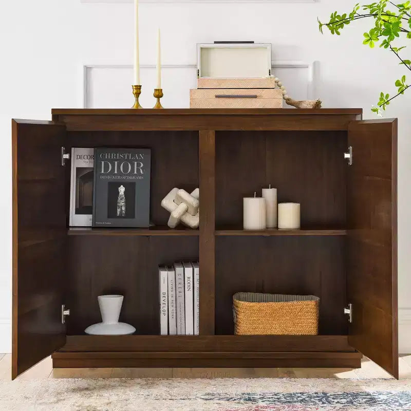 Buffet 2 portes GDFStudio Suches effet bois moderne avec passe-câbles