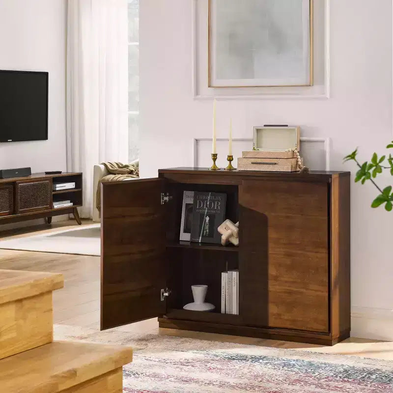 Buffet 2 portes GDFStudio Suches effet bois moderne avec passe-câbles
