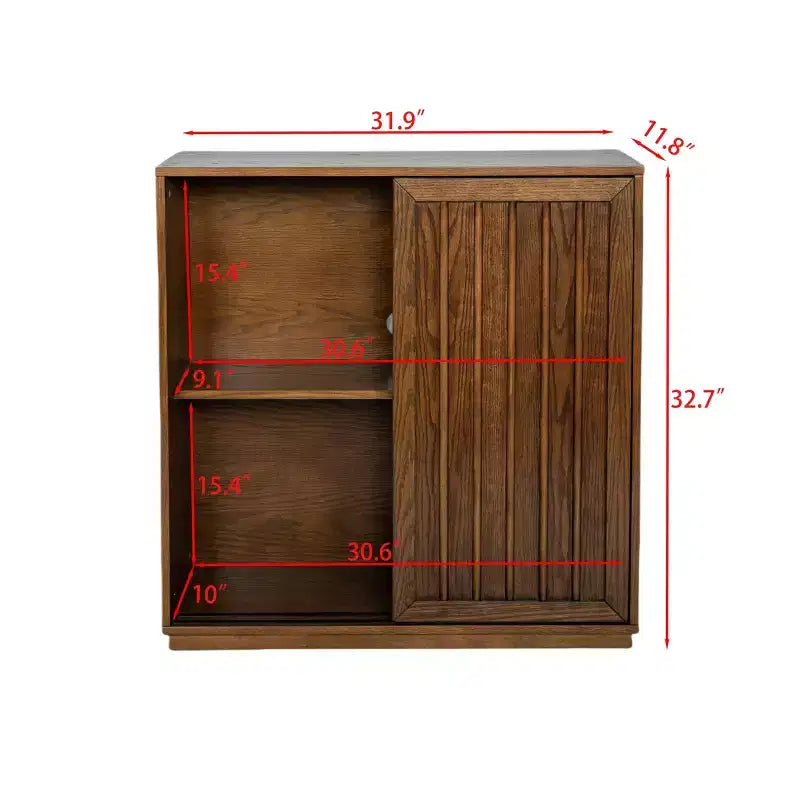 Bahut GDFStudio Guill en grain de bois style Mid-Century avec 2 portes coulissantes