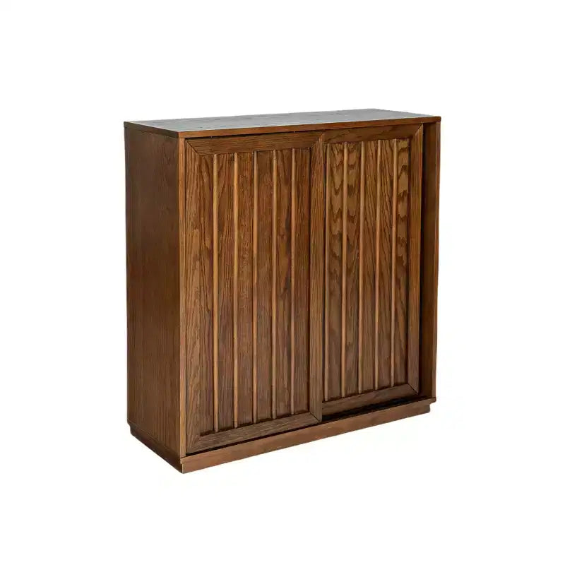 Bahut GDFStudio Guill en grain de bois style Mid-Century avec 2 portes coulissantes