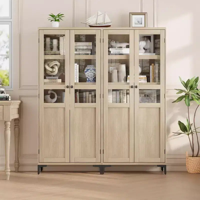 Coolmee Armoire de Rangement Haute de 160 cm avec 2 Portes, Meuble de Rangement de Cuisine 5 Niveaux avec Étagères Réglables pour Cuisine, Salle à Manger, Salle de Bain