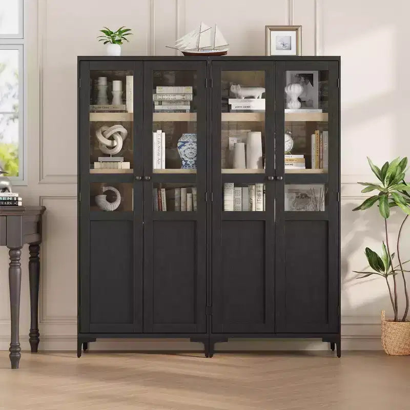 Coolmee Armoire de Rangement Haute de 160 cm avec 2 Portes, Meuble de Rangement de Cuisine 5 Niveaux avec Étagères Réglables pour Cuisine, Salle à Manger, Salle de Bain