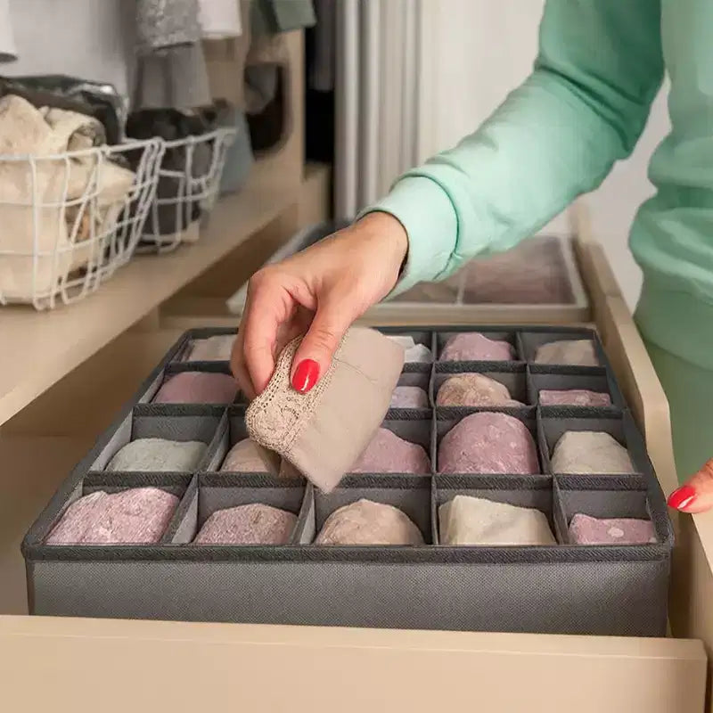 Organisateur de tiroir pour vêtements Garnen, bacs de rangement à 16 compartiments pour chaussettes et sous-vêtements, organisateur et rangement de placard pour chambre de bébé, gris
