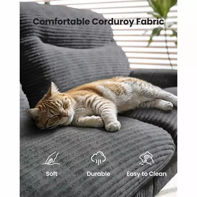 Canapé convertible futon, canapé vintage avec dossier et accoudoirs réglables sur 5 positions, canapé futon en velours côtelé pour un intérieur, un salon ou un bureau efficace, gris