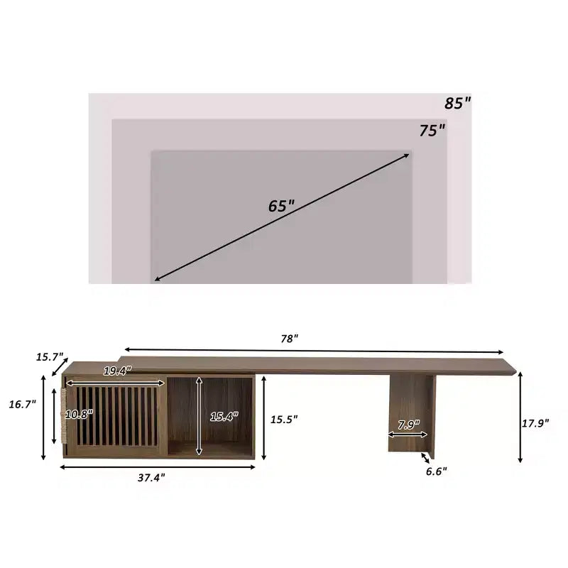 Meuble TV extensible pour chat, meuble console TV, niche pour chat, cache litière avec griffoir, Noyer - ModernLuxe