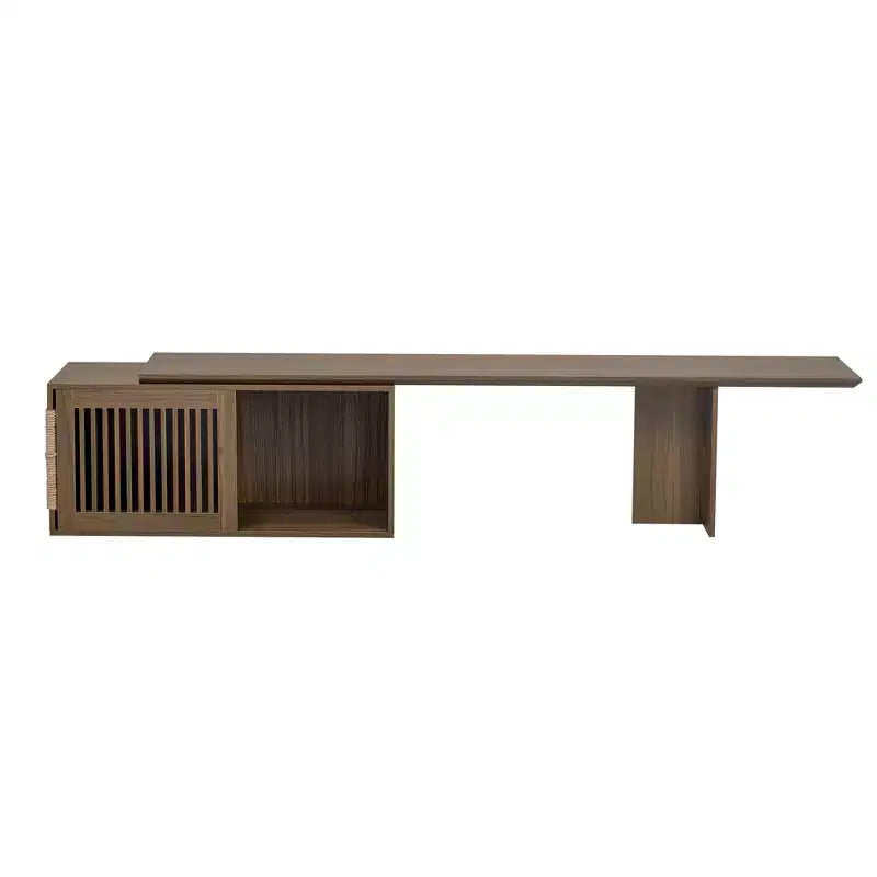 Meuble TV extensible pour chat, meuble console TV, niche pour chat, cache litière avec griffoir, Noyer - ModernLuxe