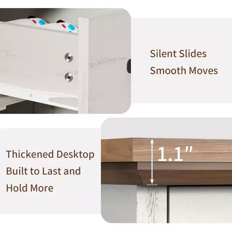 Table d'appoint rustique Hommpa de style ferme avec station de recharge et étagères de rangement, parfaite pour les petits espaces