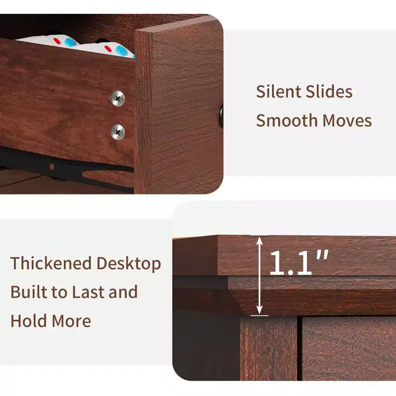 Table d'appoint rustique Hommpa de style ferme avec station de recharge et étagères de rangement, parfaite pour les petits espaces
